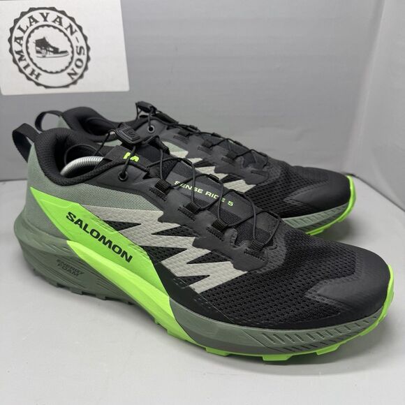 SALOMON SENSE RIDE 5 BLACK GREEN GRECKO  RUNNING SNEAKERS Men Size 12.5 NEW main image 14